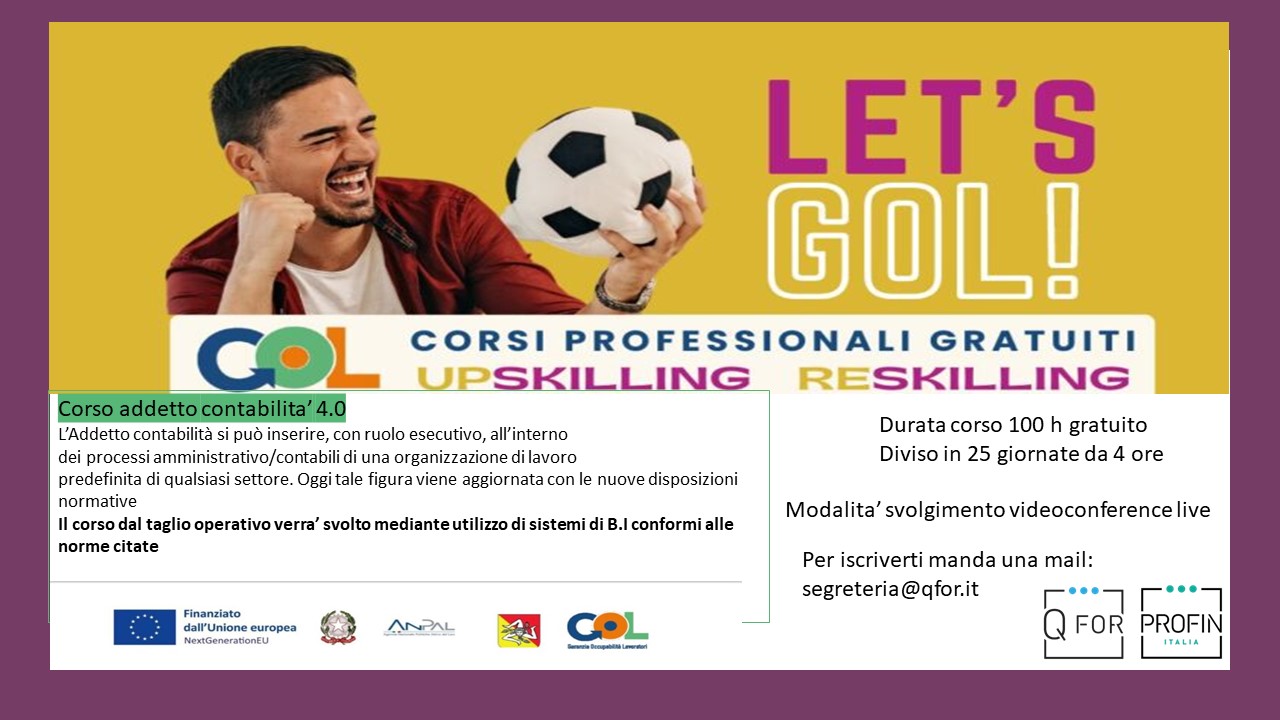 GOL  Corsi Professionali Gratuiti “Creiamo giocatori per il Futuro”