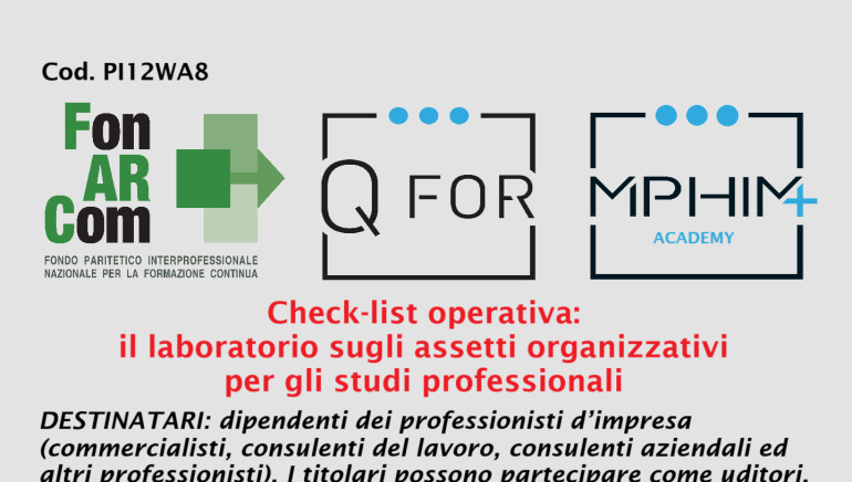 Check-list operativa: il laboratorio sugli assetti  organizzativi per gli studi professionali